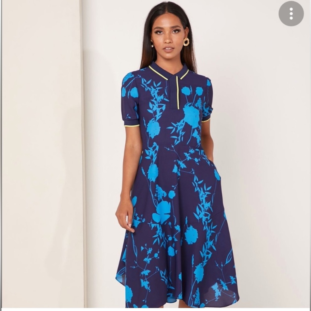 Ted Baker Ohlah Bluebell Short-Sleeve Collared Midi Dress